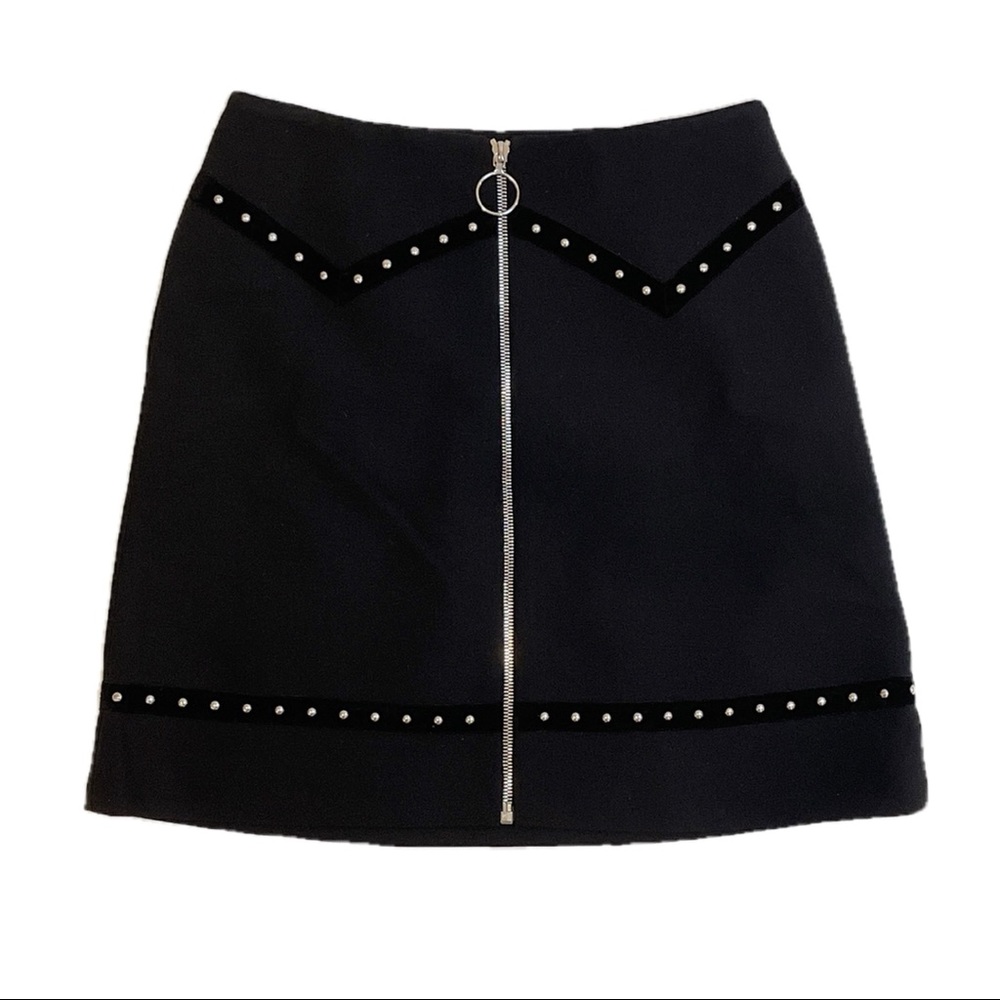 Maje Women’s Black Midi Skirt with Minimal Designs